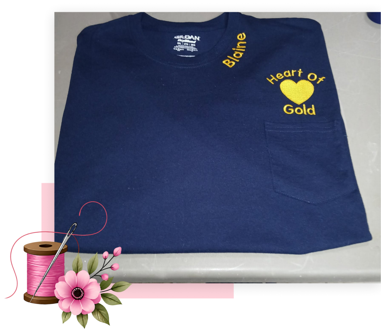 Embroidered shirt featuring a heart design