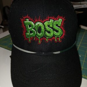 Black baseball cap with green BOSS embroidery